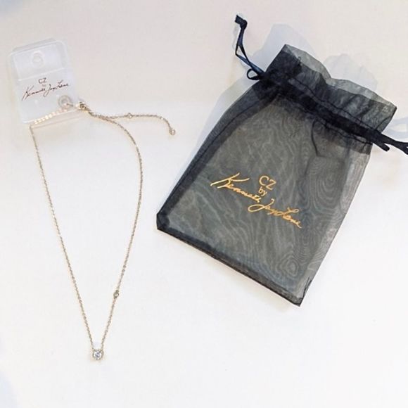Kenneth Jay Lane Jewelry - CZ By KENNETH JAY LANE Round Bezel Gold Necklace with Dust Bag